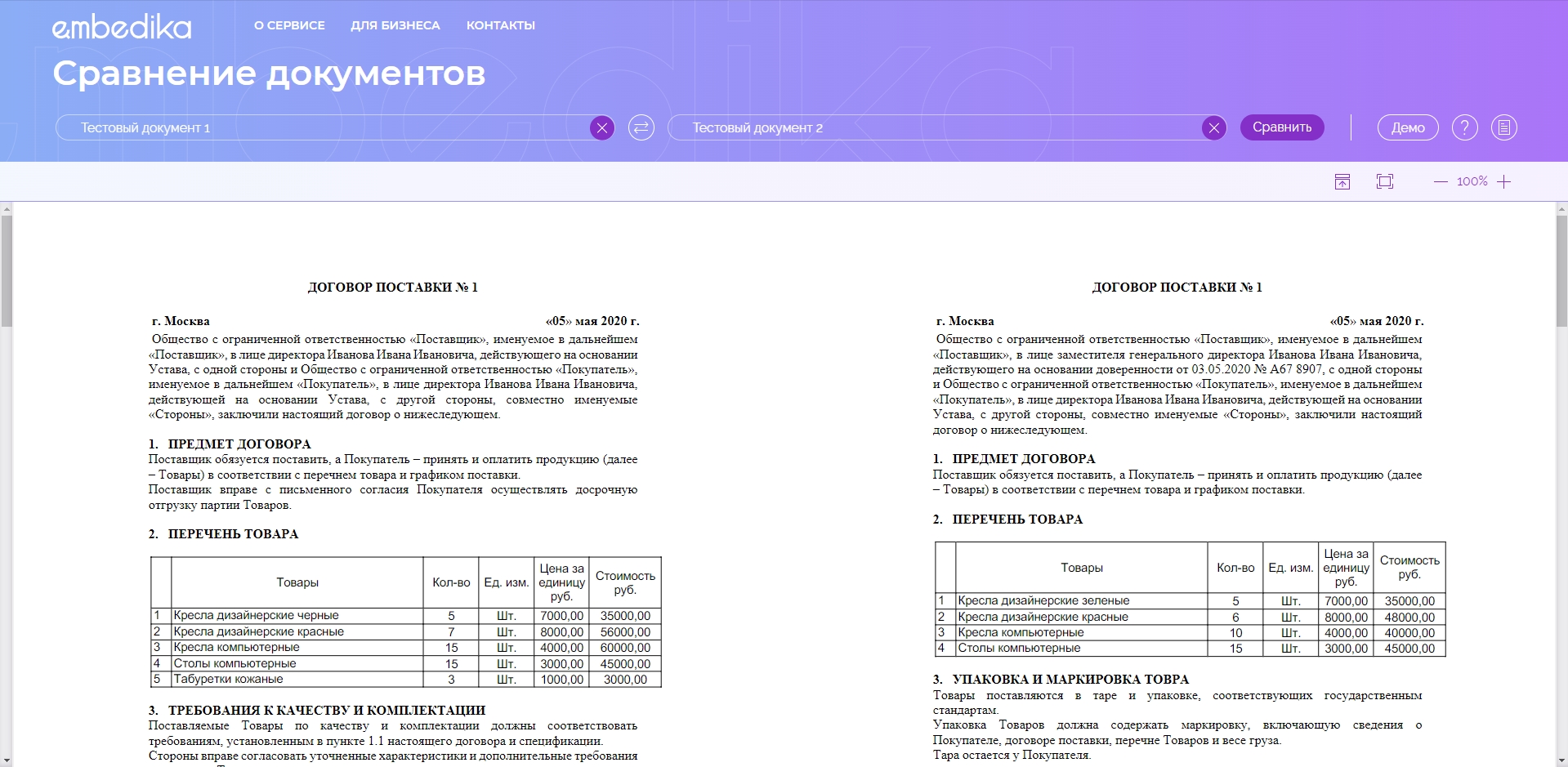 Embedika Compare документы