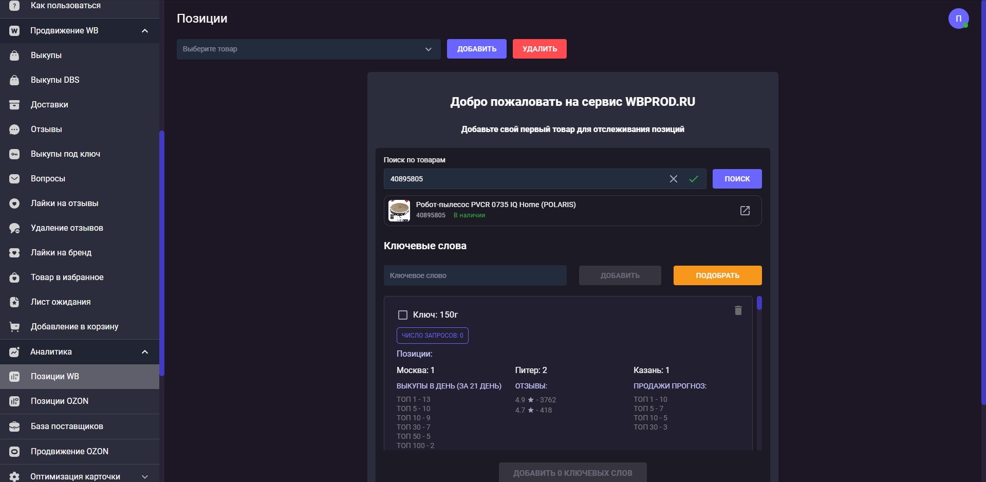 Wbprod Анализ позиций