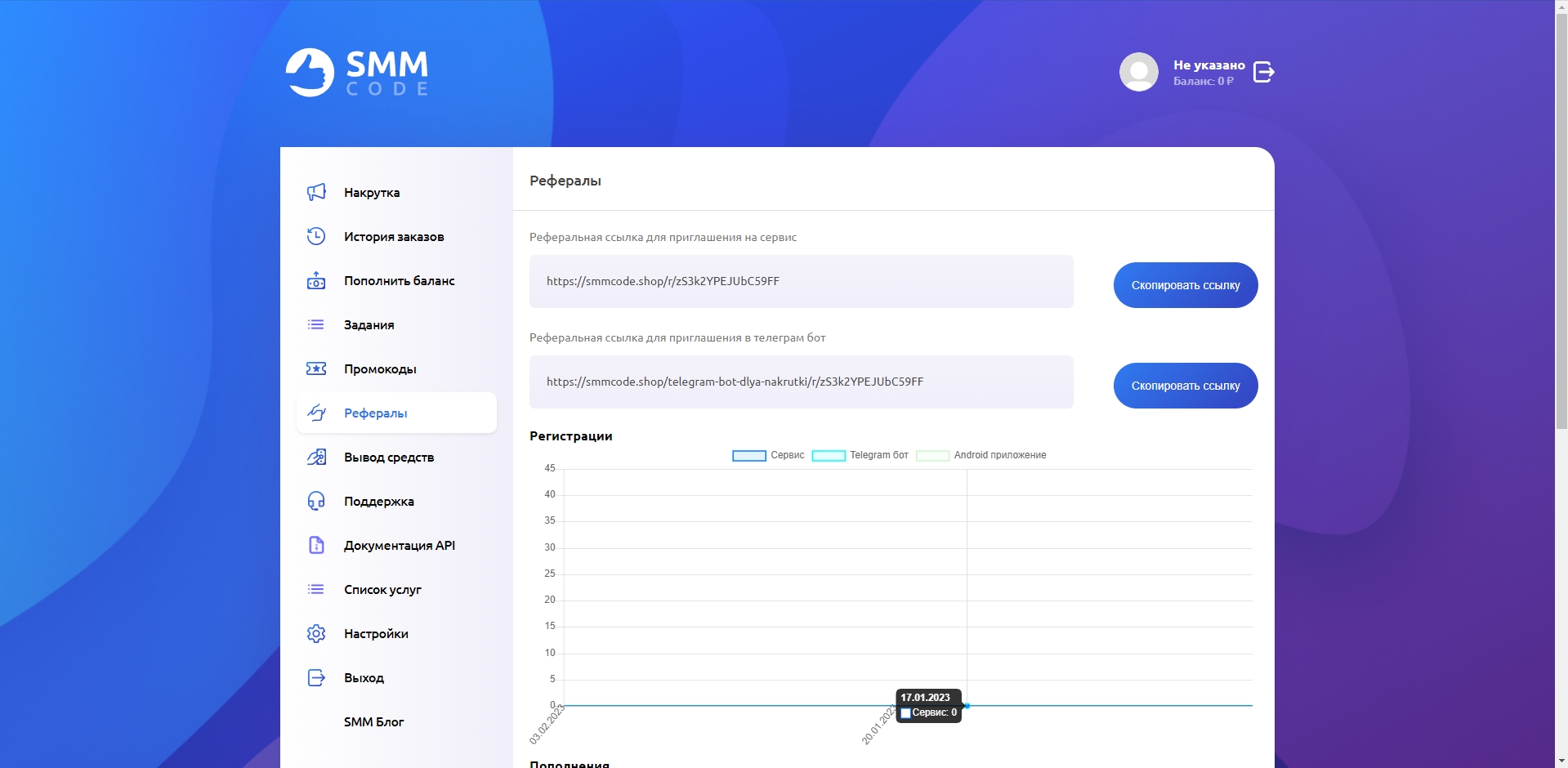 SMM Code Приглашённые рефералы