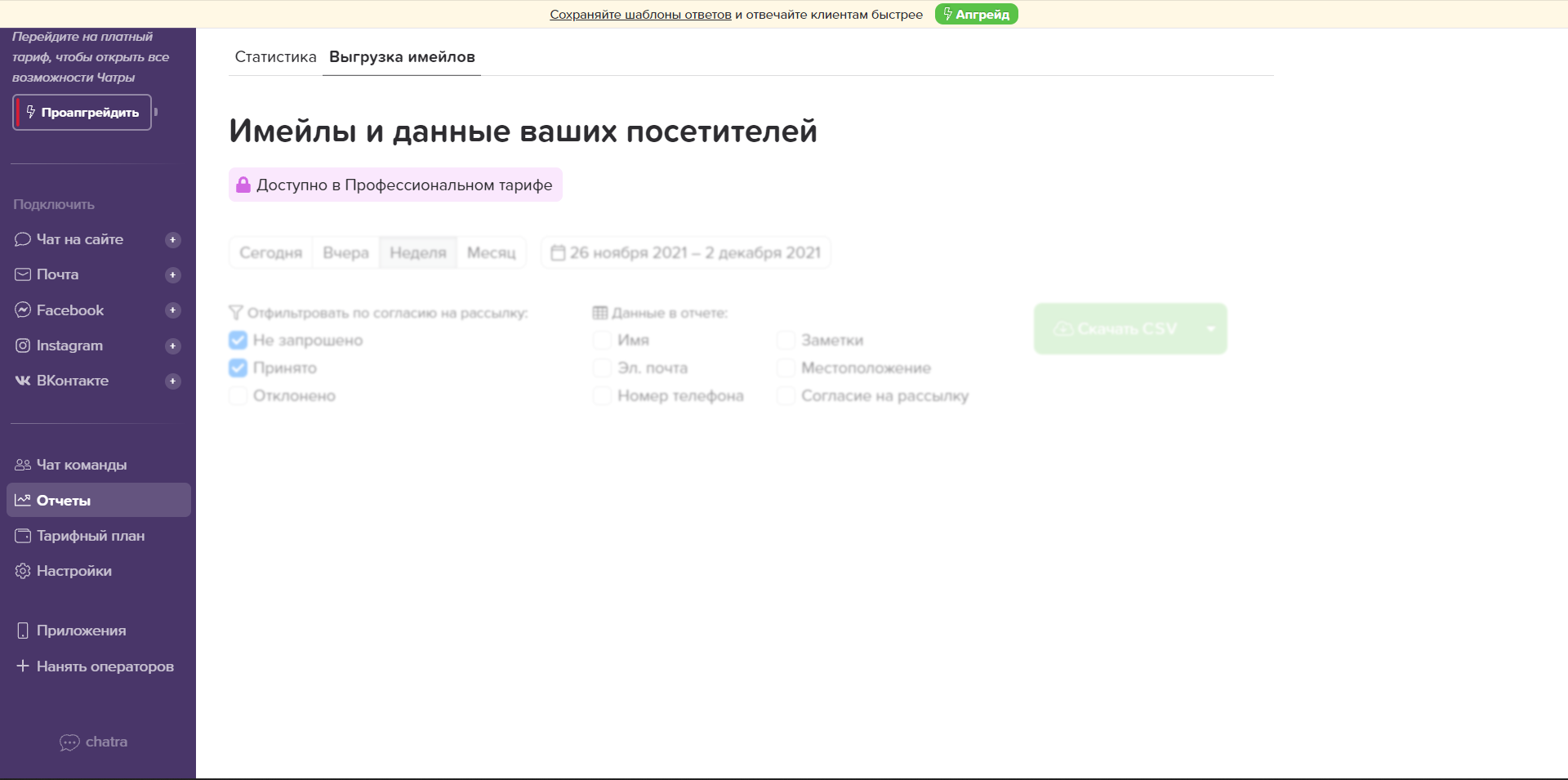 Chatra отчеты