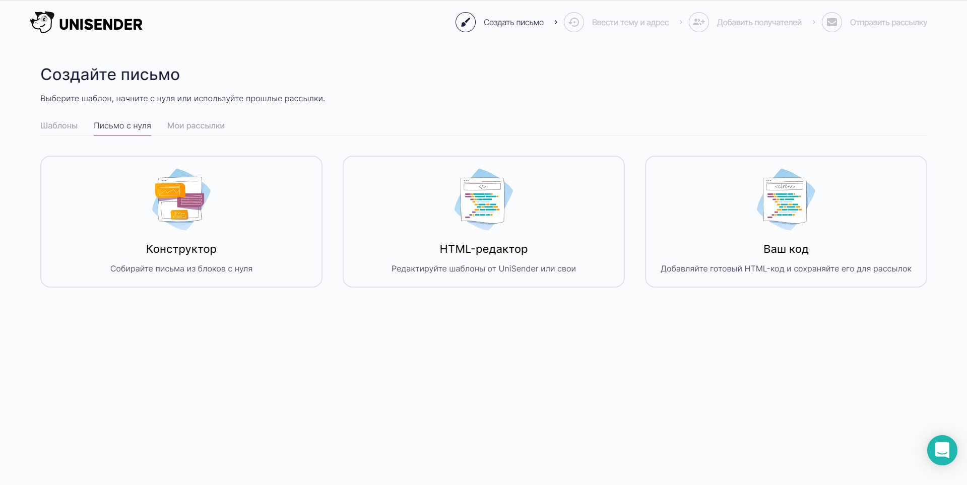 UniSender письмо с нуля