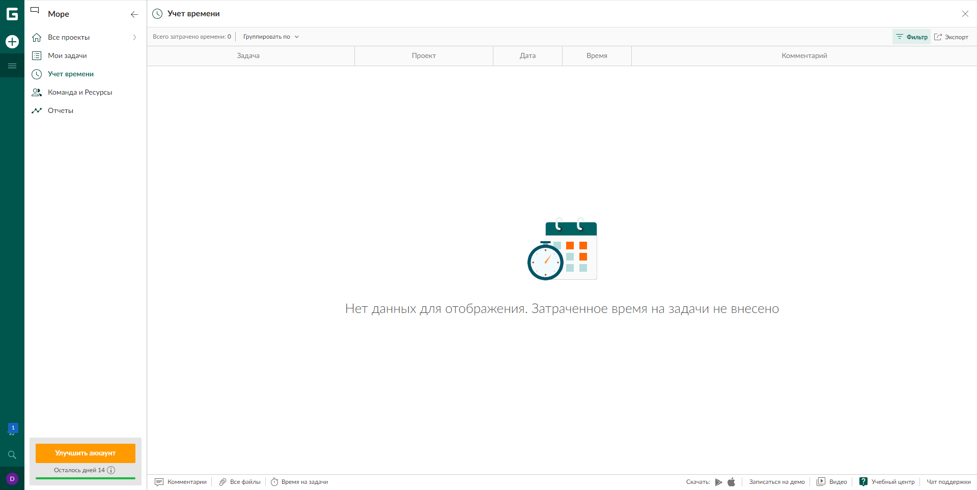 GanttPRO учет времени