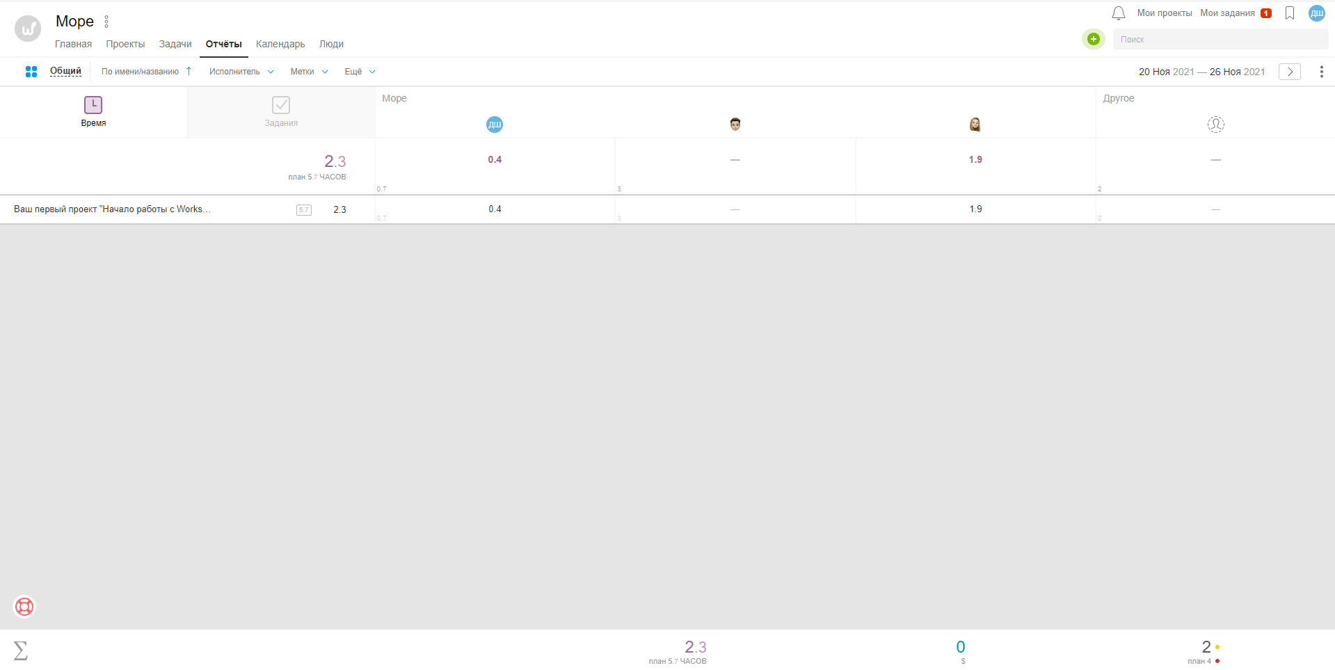 Worksection отчеты