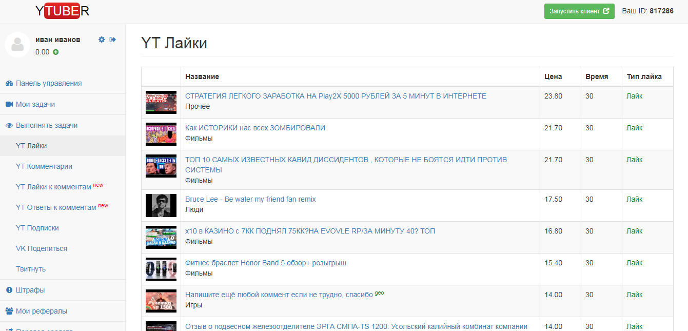 Ytuber Заработок