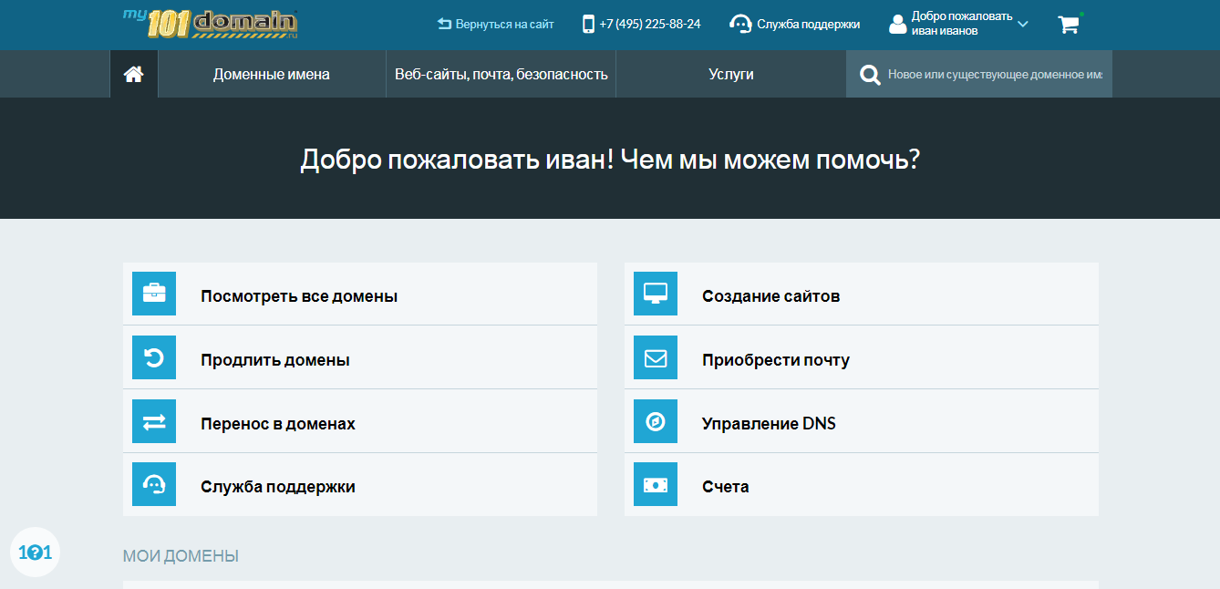 Сервис 101Домен