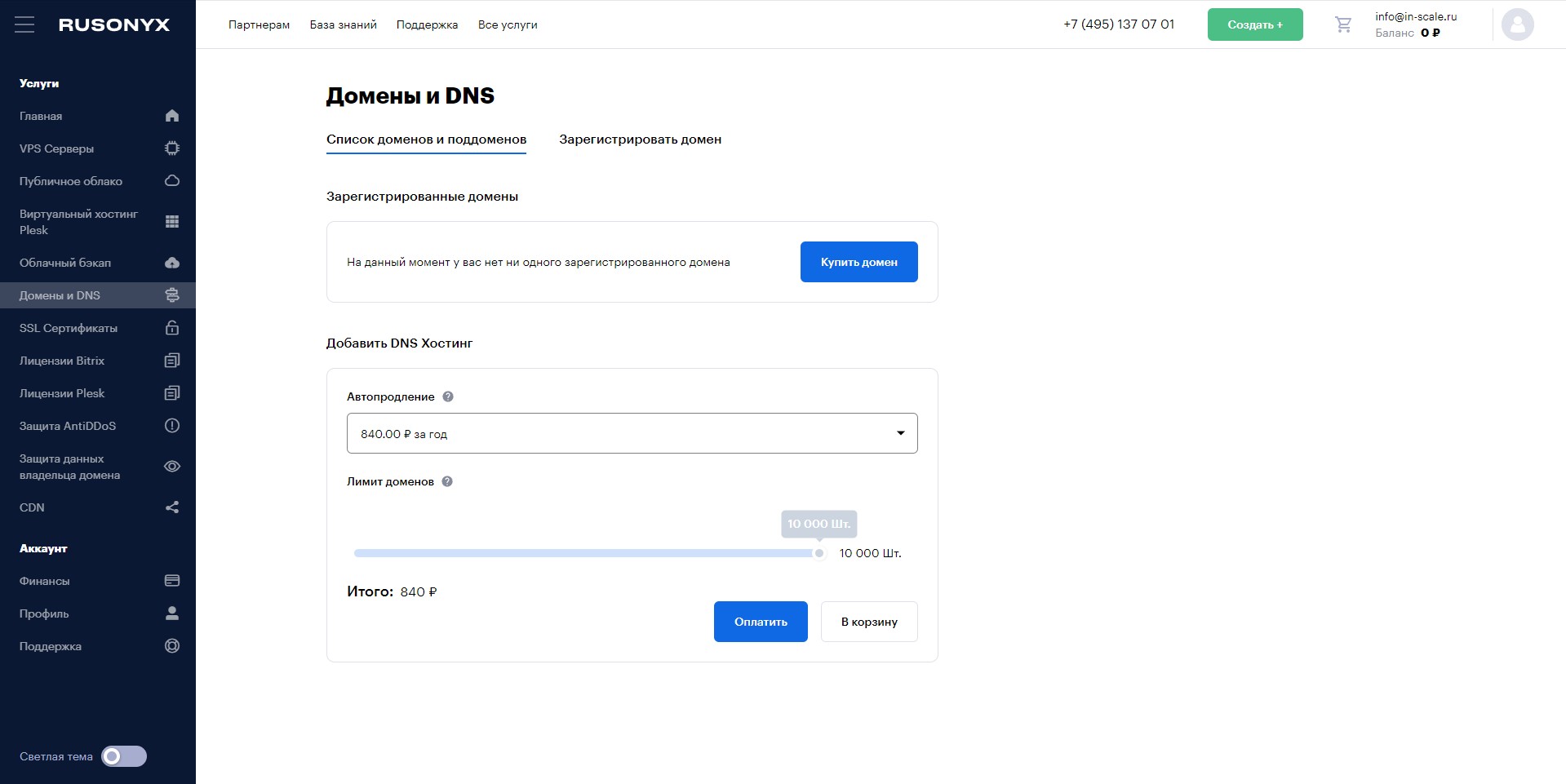 Русоникс Домены и DNS